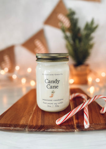 Candy Cane Mason Jar Candle